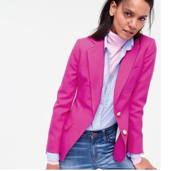J. Crew Jackets & Blazers - J.CREW Rhodes Blazer Women's 0 Pink Wool‎ Gold Button Professional Barbiecore